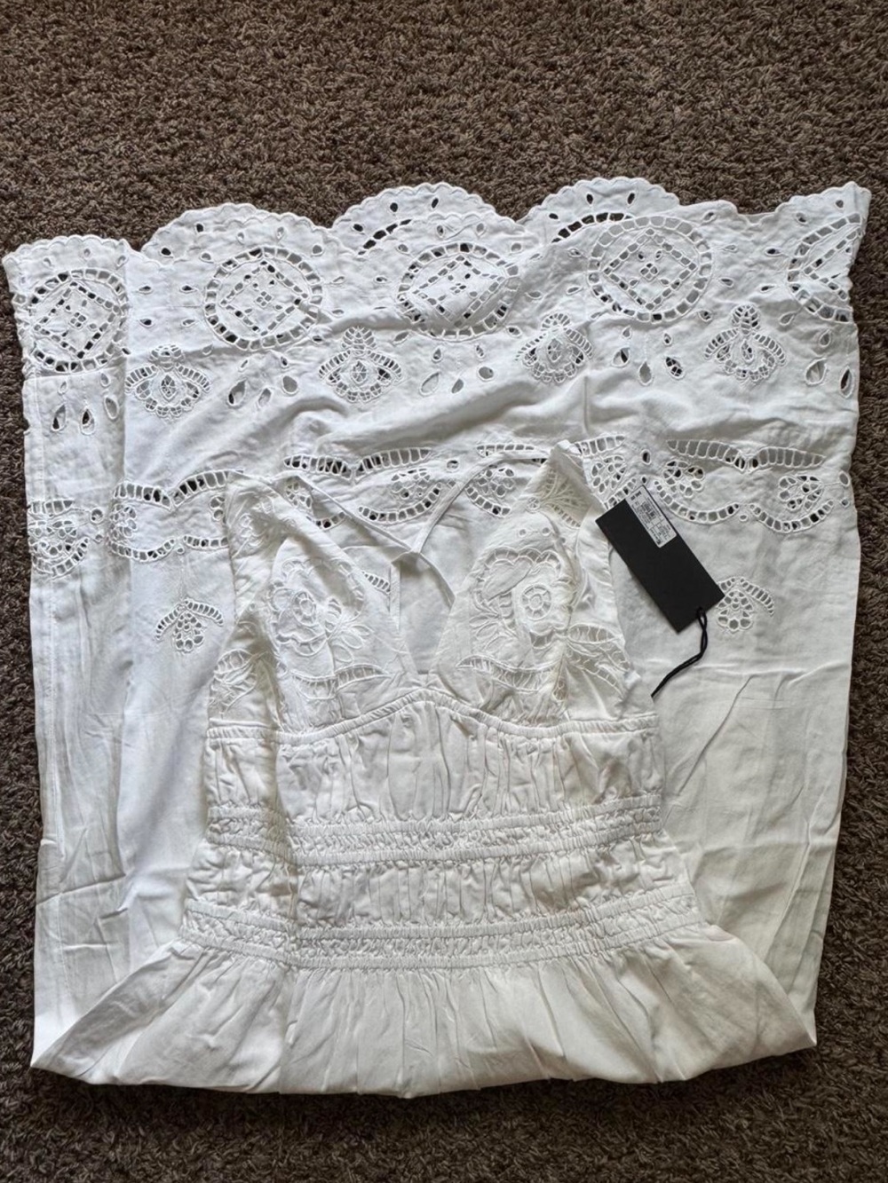 White Eyelet Maxi Dress with Scalloped Hem